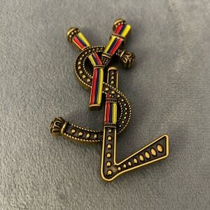 Upcycled Antique Gold-Tone Pin with Black Accents